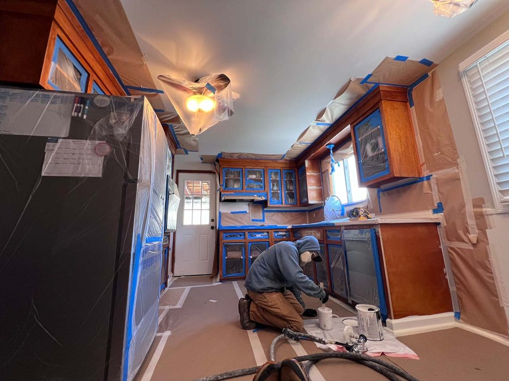 Kitchen being painted by a professional from Patrick's Painting LLC